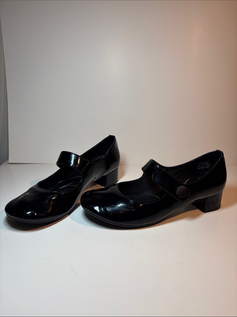 Indigo Black Mary Jane Low Block Heel Pumps